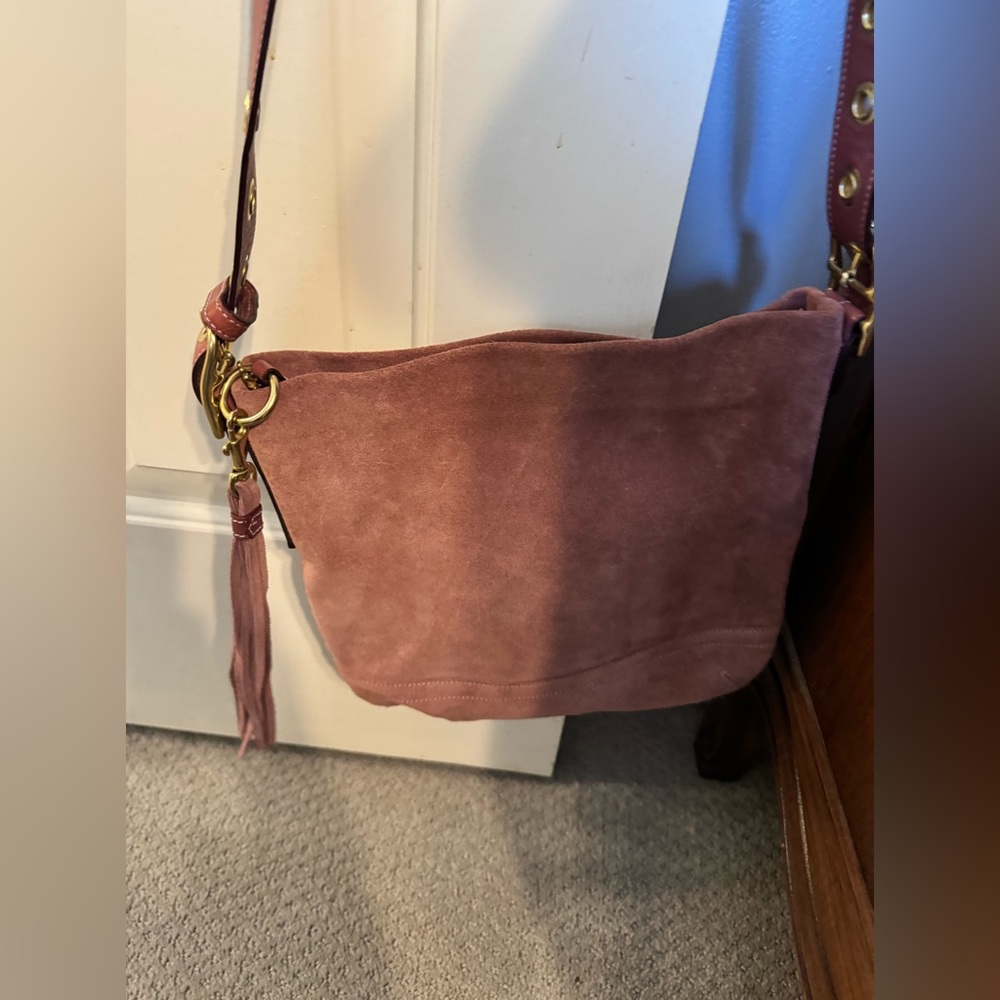 Crossbody/shoulder Coach suede bag mulberry